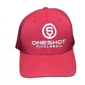 ONESHOT Pickleball Hat Cap‎ Flexfit L-XL Red Performance Mesh Athletic Sport
